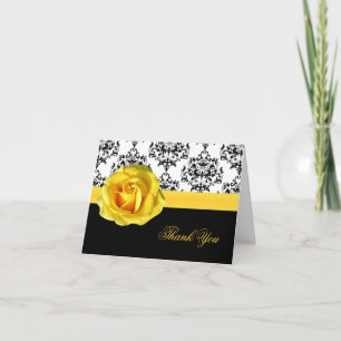 Remerciements Carte de remerciement Chic Damask & Rose jaune