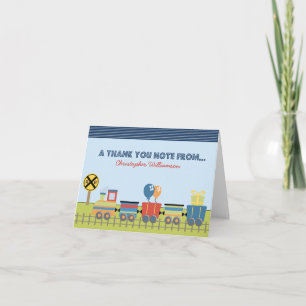 Remerciements Carte de remerciement Choo Choo Kids (bleue)