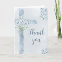 carte de remerciement chrétienne avec croix floral