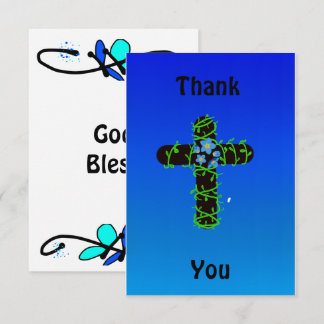 Remerciements Carte de remerciement chrétienne bleue avec croix