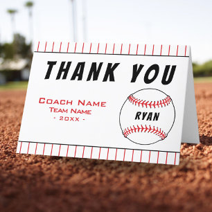 Remerciements Carte de remerciement Coach Baseball Balle