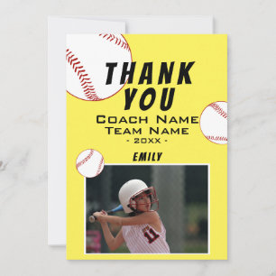 Remerciements Carte de remerciement Coach Jaune Softball