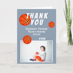 Remerciements Carte de remerciement Coach pour Basket-ball Gris