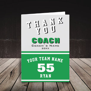 Remerciements Carte de remerciement Coach Vert Joueur de Sport