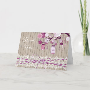Remerciements Carte de remerciement Country Rustic Purple Mason