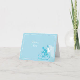 Remerciements Carte de remerciement couple vélo bleu
