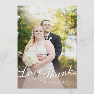 Remerciements Carte de remerciement d'amour à l'écriture moderne