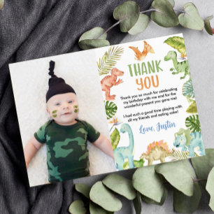 Remerciements Carte de remerciement d'anniversaire avec des dino