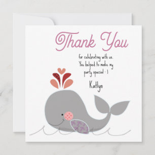 Remerciements Carte de remerciement d'anniversaire Baleine