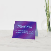 Carte de remerciement d'anniversaire bleu foncé et