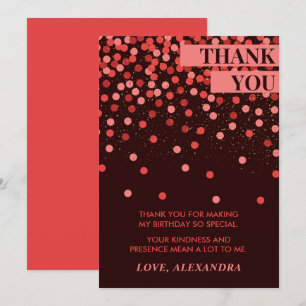 Remerciements Carte de remerciement d'anniversaire chic confetti