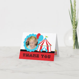 Remerciements Carte de remerciement d'anniversaire cirque avec p