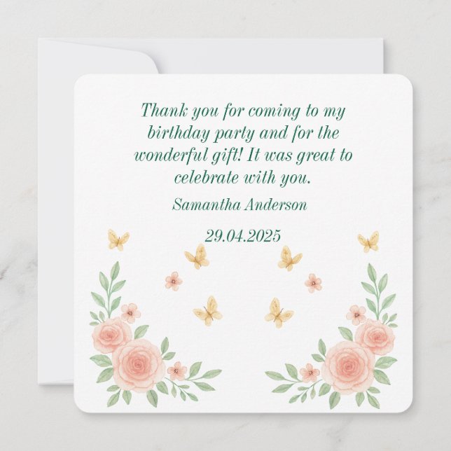 Remerciements Carte de remerciement d'anniversaire de ballerine  (Dos)