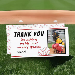 Remerciements Carte de remerciement d'anniversaire de baseball a