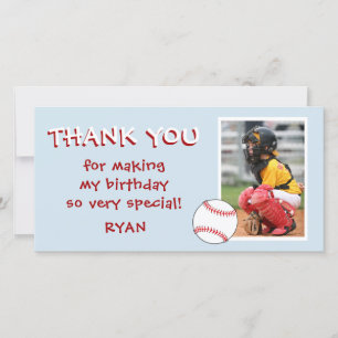 Remerciements Carte de remerciement d'anniversaire de baseball a