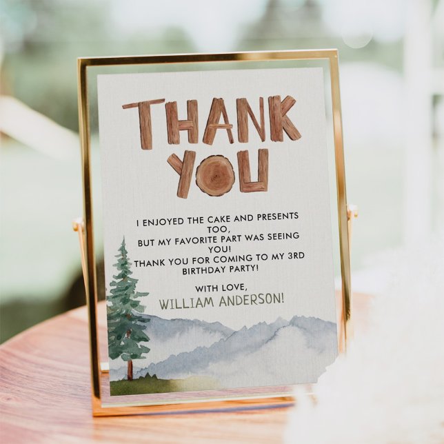 Remerciements Carte de remerciement d'anniversaire de bois de na (Créateur téléchargé)