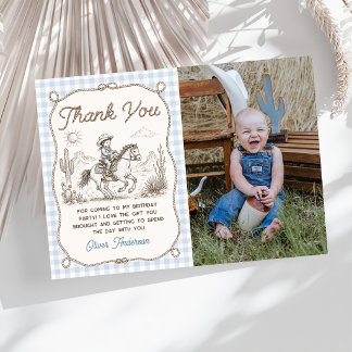 Remerciements Carte de remerciement d'anniversaire de cow-boy de