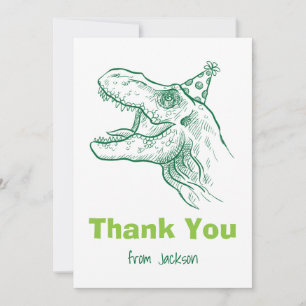 Remerciements Carte de remerciement d'anniversaire de dinosaure