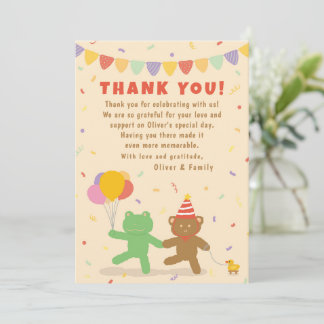 Remerciements Carte de remerciement d'anniversaire de grenouille