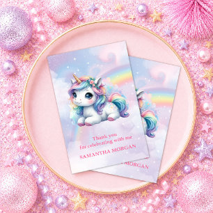 Remerciements Carte de remerciement d'anniversaire de licorne ro