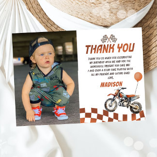 Remerciements Carte de remerciement d'anniversaire de moto tout-