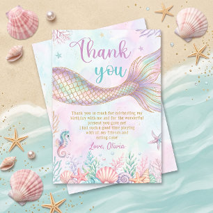 Remerciements Carte de remerciement d'anniversaire de sirène sou