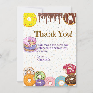 Remerciements Carte de remerciement d'anniversaire Donut Sucré