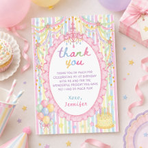 Carte de remerciement d'anniversaire fantaisiste c