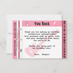 Remerciements Carte de remerciement d'anniversaire Girls Rock 