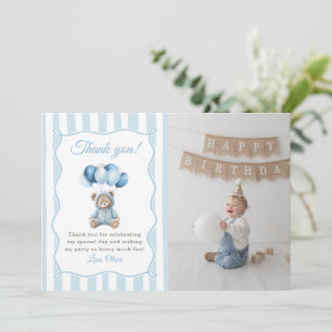 Remerciements Carte de remerciement d'anniversaire Ourson Ballon