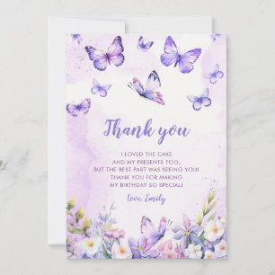 Remerciements Carte de remerciement d'anniversaire papillon flor