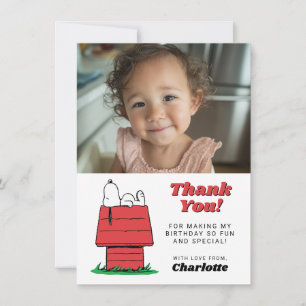 Remerciements Carte de remerciement d'anniversaire Peanuts Snoop