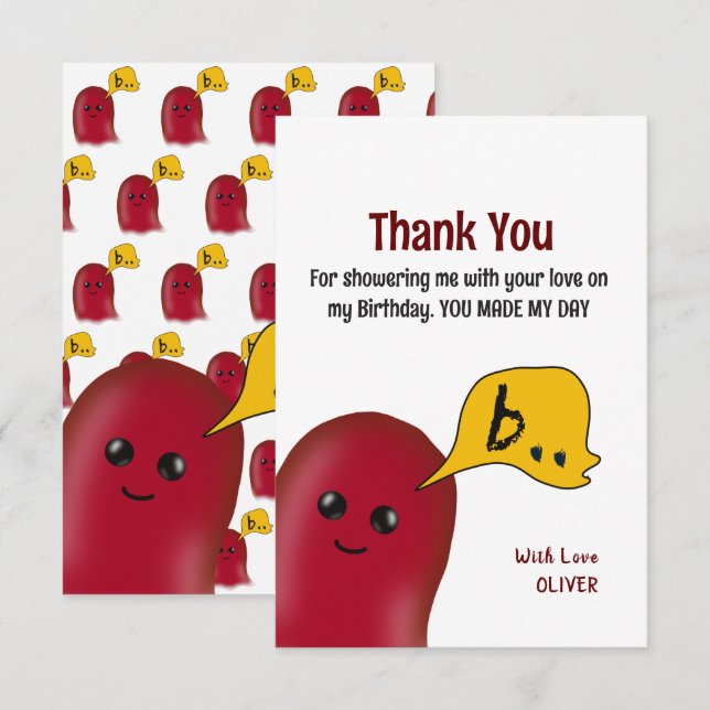 Remerciements Carte de remerciement d'anniversaire pour enfants  (Devant / Derrière)