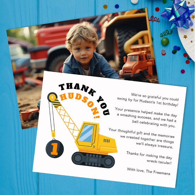 Remerciements Carte de remerciement d'anniversaire pour grue de  (Cute Photo Thank You Card)