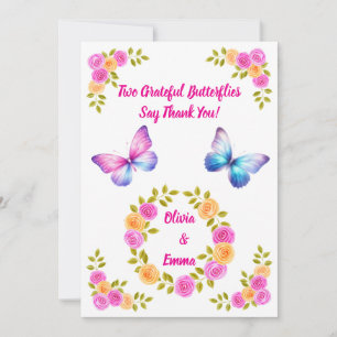 Remerciements Carte de remerciement d'anniversaire pour jumelles