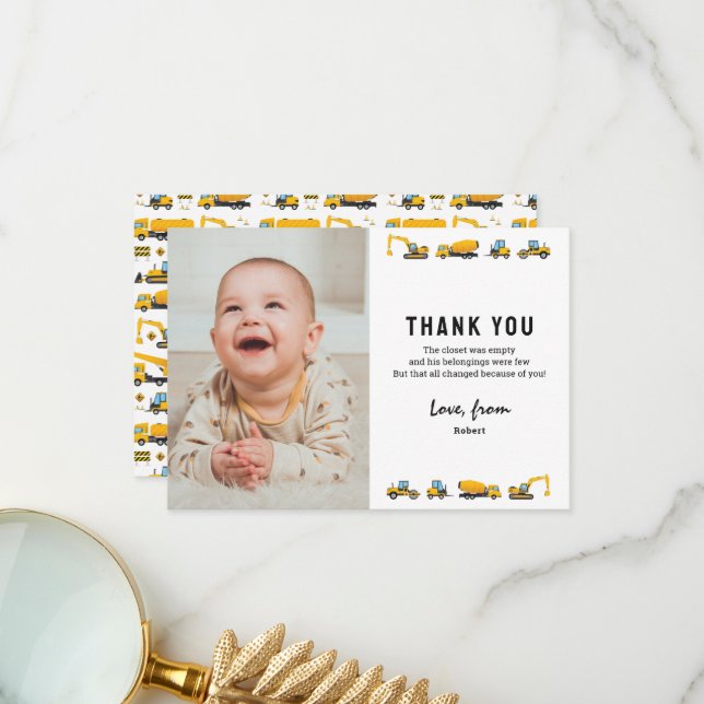 Remerciements Carte de remerciement d'anniversaire pour une phot (Devant/Arrière en situation)