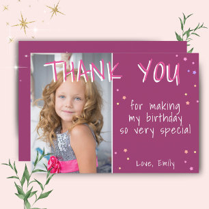 Remerciements Carte de remerciement d'anniversaire Purple Girl S