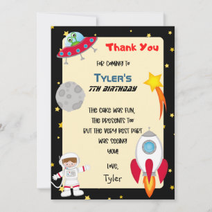 Remerciements Carte de remerciement d'anniversaire Space Party