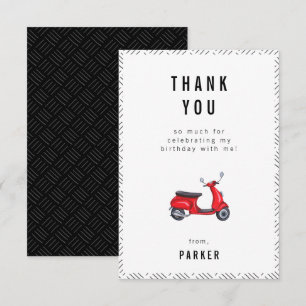 Remerciements Carte de remerciement d'anniversaire thème scooter