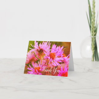 Remerciements Carte de remerciement d'art de fleurs d'asters ros