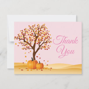 Remerciements carte de remerciement d'automne arbres citrouille