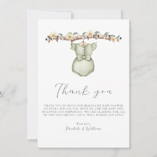 Remerciements Carte de remerciement de Baby Shower pour vêtement