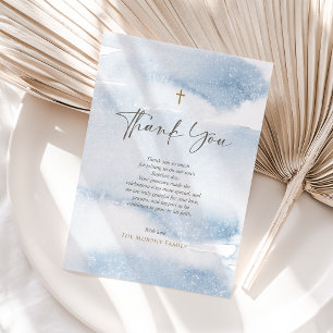 Remerciements Carte de remerciement de baptême garçon aquarelle