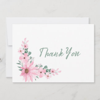 Remerciements Carte de remerciement de bapteme plat Fleurs roses
