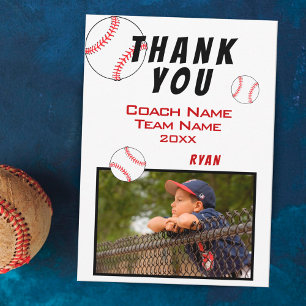 Remerciements Carte de remerciement de baseball avec photo pour