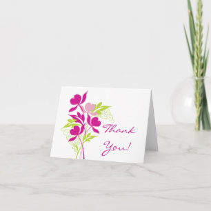 Remerciements Carte de remerciement de bouquet rose et vert élég