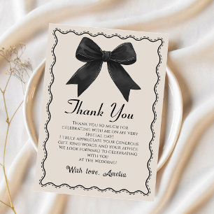 Remerciements Carte de remerciement de Coquette Black Bow pour l