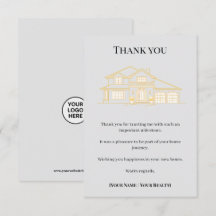 Carte de remerciement de courtier immobilier Éléga