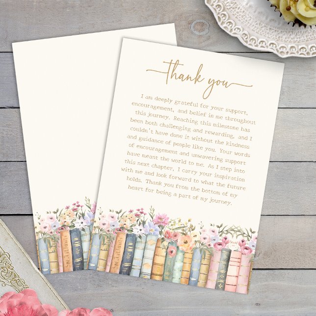 Remerciements Carte de Remerciement de Diplômé aux Fleurs Sauvag (Watercolor Wildflower Books Graduation Thank You Card by Painted Paperie
)