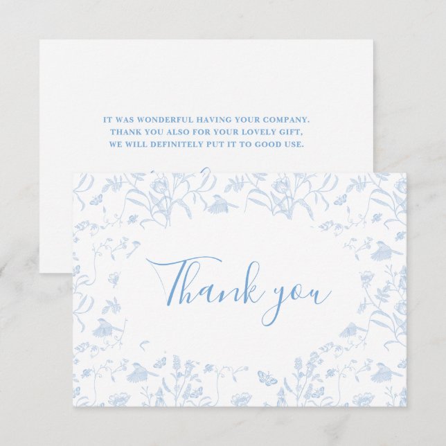 Remerciements Carte de remerciement de douche de mariage florale (Devant / Derrière)